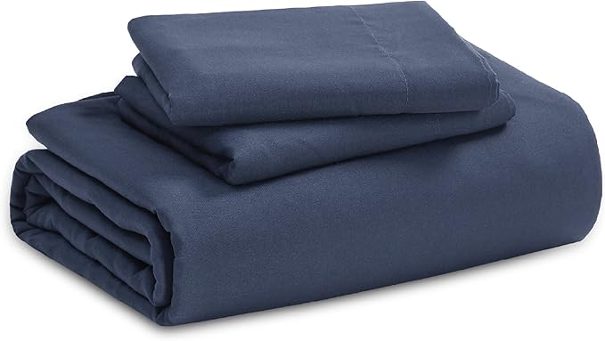 Bedsure Navy Duvet Cover Full Size - 3 Pieces Prewashed Extra Soft Cotton-Like Bedding Set, Includes 1 Duvet Cover 80x90 Inches with Zipper Closure & 2 Pillow Shams, Comforter Not Included