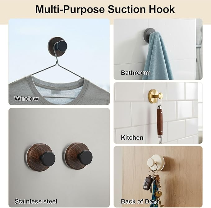 Wreath Hanger for Front Door, Heavy Duty Wreath Hangers for Front Door & Glass Window, Upgrade Suction Cup Hooks for Shower,Christmas Thanksgiving Halloween Easter Valentine (Gold, 4p)