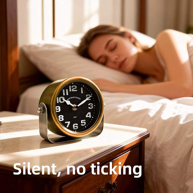 YOUKI Vintage Steampunk Desk Shelf Clocks,Mantle Clock,Decorative Battery Operated Table Top Clock,Quiet Non-Ticking,Small Clocks for Living Room,Bedroom,Office