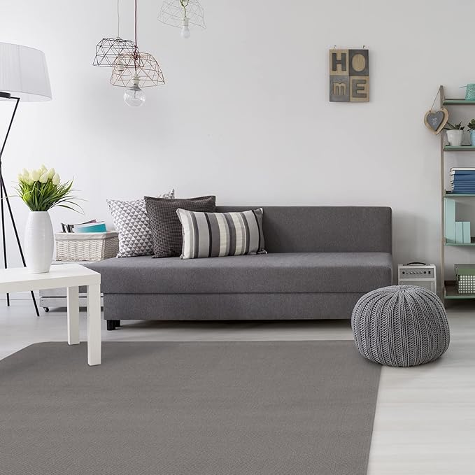 House, Home and More Skid-Resistant Carpet Indoor Area Rug Floor Mat - Gray - 6 Ft X 9 Ft - Non Slip Rubber Backing, Stain Resistant, Dog Friendly, Living Room Bedroom Kitchen Entryway