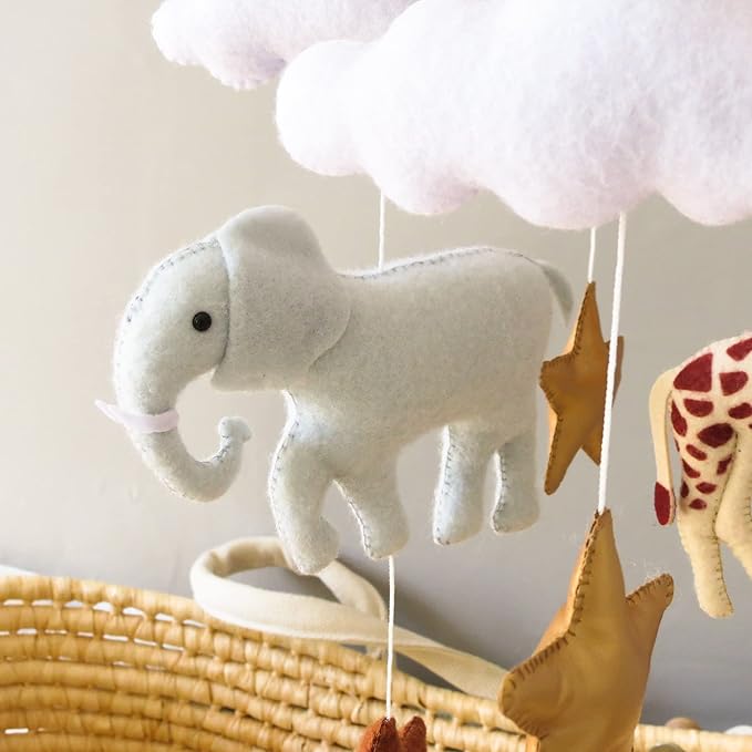 Jungle Crib Mobile for Boys & Girls, Safari Baby Mobile for Crib, Africa Safari Nursery Mobile Handmade