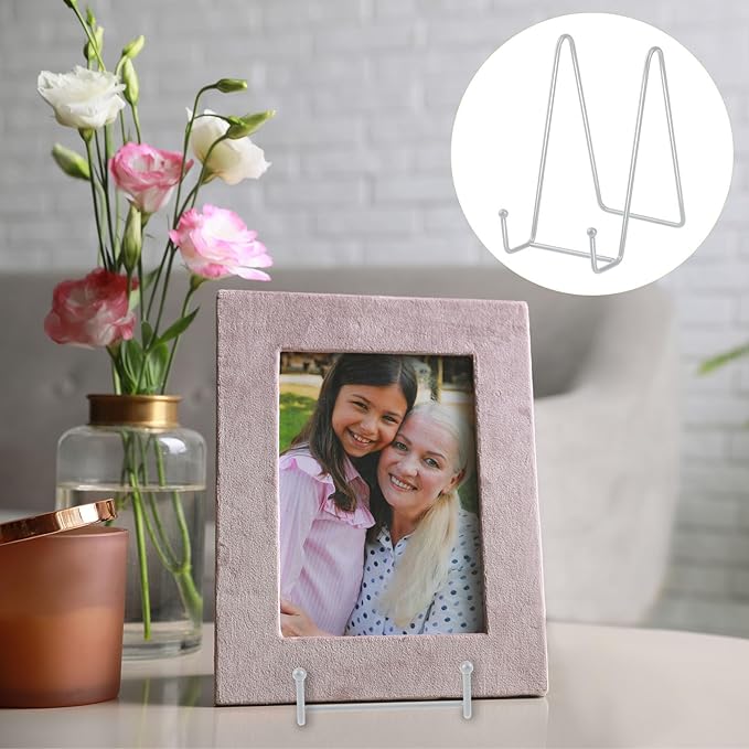 Hoteam 20 Pack Plate Stands for Display, 10 Pcs 4 Inch Metal Frame Plate Holder Display Stand and 10 Pcs 6 Inch Easel Rack for Pictures Photo Decorative Dish Collectibles Tabletop Art (White)