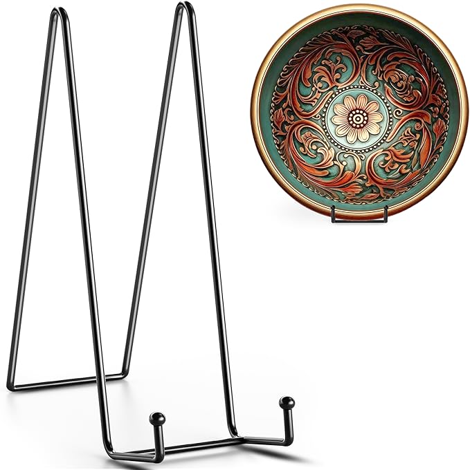 TR-LIFE 16 Inch Black Metal Plate Stand (3 Pack) - Heavy Duty Picture and Display Stand for Large Plates, Frames, Platters and Art