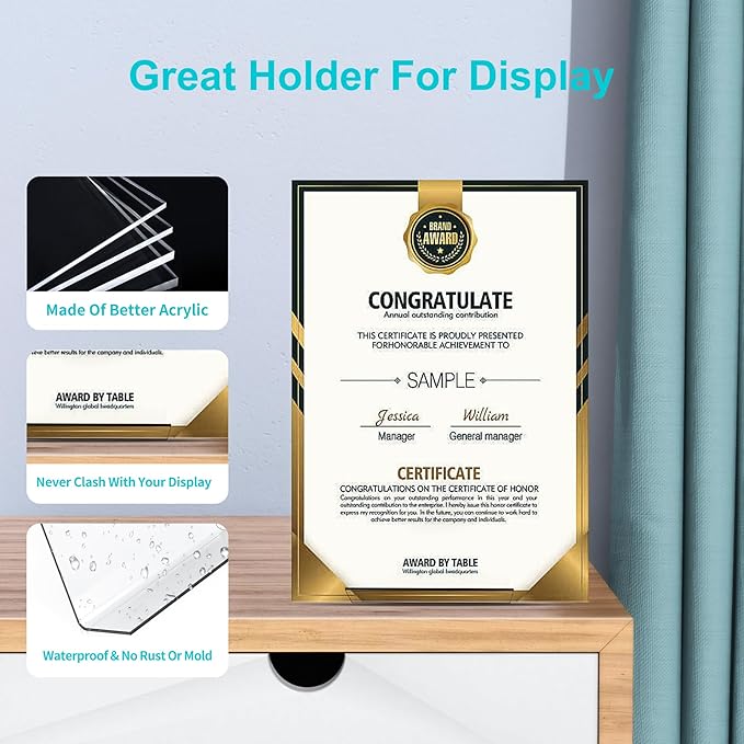 Boloyo Acrylic Book Stand Without Ledge,6 Inch 6PC Clear Acrylic Display Easel Transparent Display Stand Holder Tablet Holder for Displaying Pictures,Books,Artworks, CDs