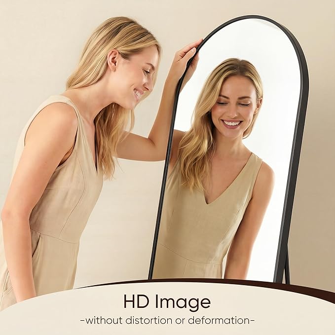 Antok Full Length Mirror, 81"x41" Floor Mirror, Arched Floor Standing Freestanding Arch Full Body Mirrors with Stand for Bedroom, Hanging Mounted for Living Room Cloakroom,Black