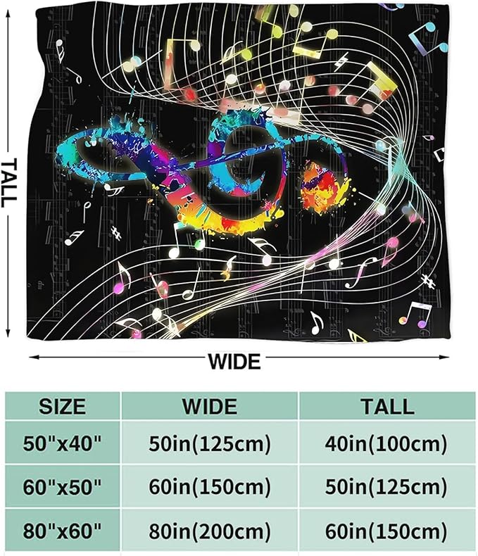Music Blanket for Girls Women Music Notes Lovers Gifts for Boys Men Lightweight Fuzzy Throw Blanket Cozy Plush Flannel Fleece Blankets for Bed Decor 40"x50"