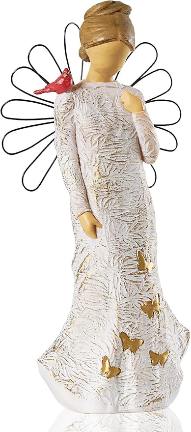 Sympathy Angel Figurines for Loss of Loved Ones Angel Statues Home Decor Serenity Prayer Gifts for Women Resin Sculpted Hand-Painted Figure Bereavement Gift Praying Hands Statue