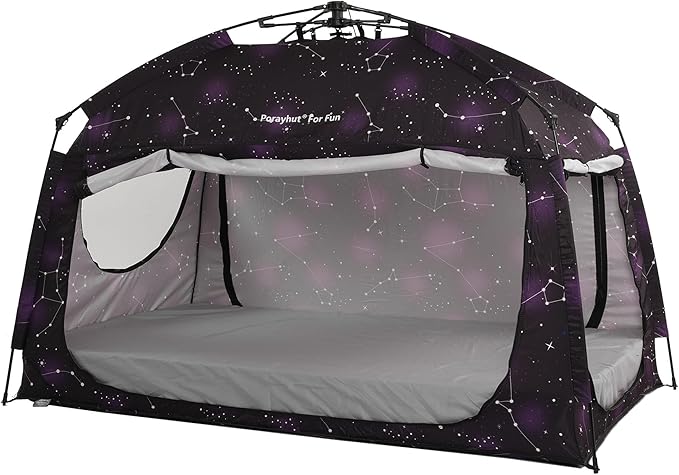 Indoor Instant Privacy Bed Tent for Sleeping,Quick Set-up Bed Canopies,Portable Bed Drapes with Large Space and 3 Doors (Starry, Twin)