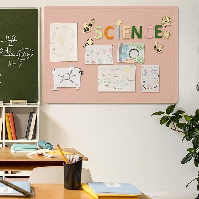 Large Bulletin Board - 48 x 36 Inches, Decorative Felt Pin Board for Wall - 4' x 3' Foldable Photo Display Board with Self-Adhesive Tape,Includes 20 Push Pins - Mauvey Pink