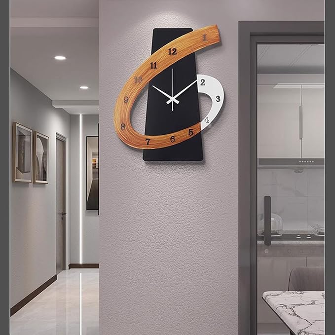 Modern Large Decorative Wall Clock，20 inch Black Silent Non-Ticking Nordic Metal Wall Clocks for Living Room Home Kitchen Bedroom Cafes Office Staircase，Arabic Numerals Quartz Clock((40x50cm)