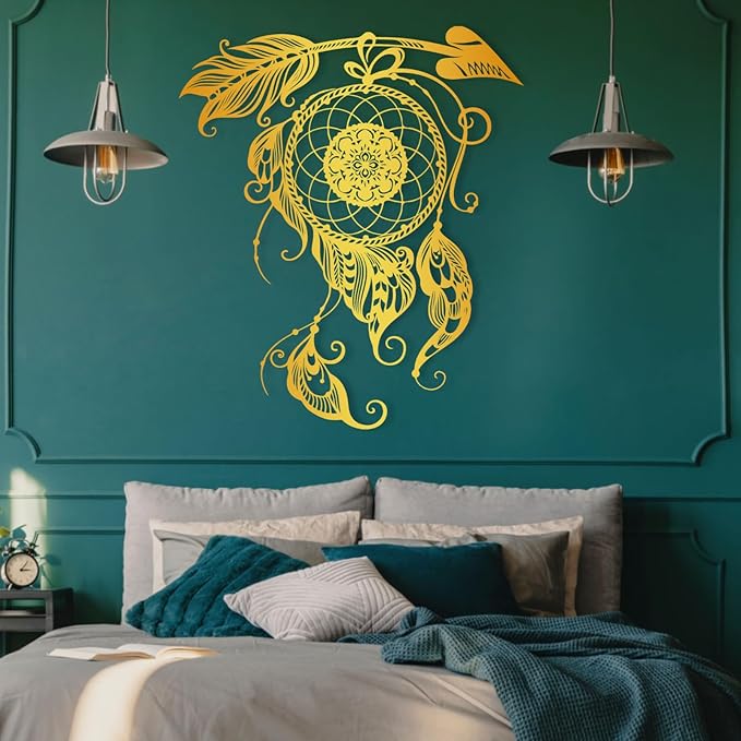 Metal Wall Art Dream Catcher Decor, Dream Catcher Wall Decor Large, Boho Wall Decor, Boho Dream Catcher, Dream Catcher Design, Metal Wall Decor, Interior Decor (Black, 18.5"x22"/47x55cm)