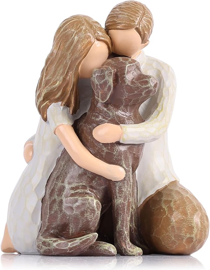 Chocolate Lab Dog Angel Figurine - Hand-Painted Resin Memorial Statue & Keepsake, Dog Lovers Home Decor Gift for Couple, Girlfriend, Wife - Wedding, Christmas & Birthday Present