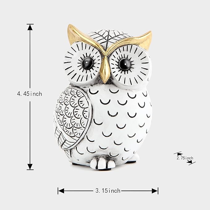 Owl Statue for Home Decor Accents,Owl Decor for Bookshelf Bedroom Living Room Office Table Desk Mantle TV Stand Boho Decoration,Modern Shelf Decor Accents Animal Sculptures for Birds Lovers,Owls Gift
