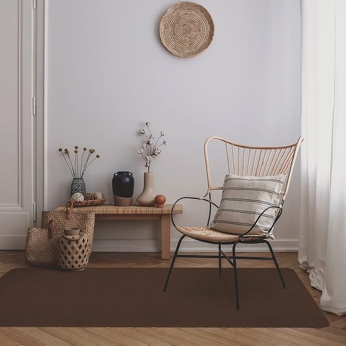 House, Home and More Skid-Resistant Carpet Indoor Area Rug Floor Mat - Chocolate Brown - 5 Ft X 8 Ft - Non Slip Rubber Backing, Stain Resistant, Dog Friendly, Living Room Bedroom Kitchen Entryway