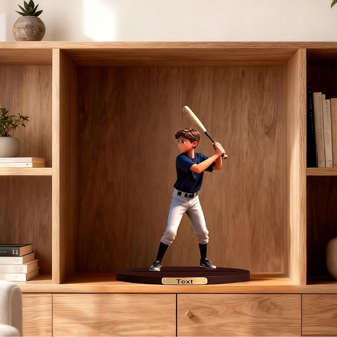 Personalized 3d Effect Baseball Player Cartoon Photo Figurine Customized Desktop Decoration For Home Office Bedside Table Decoration,Giving Christmas Desktop Decoration To Fathers,Sons,And Baseball Enthusiasts (Baseball cartoon)