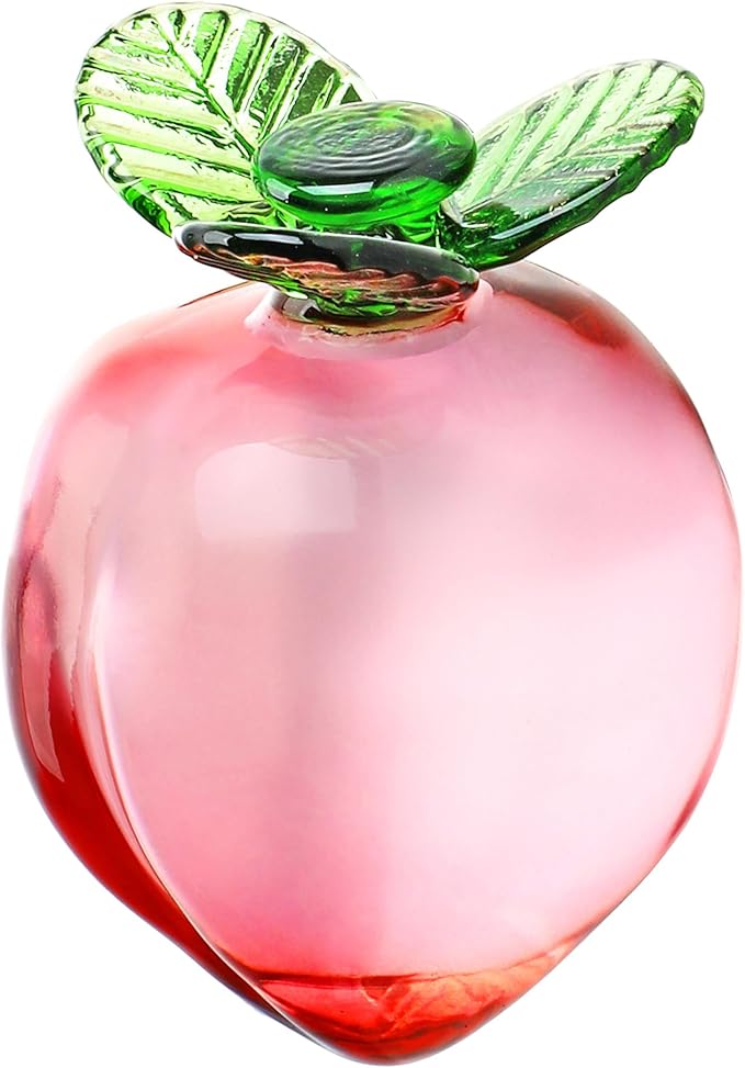 Glass Fruits Decor Crystal Fruit Peach Figurines Collectibles for Office Tabletop Centerpiece Art Glass Paperweights Crystal Decoration for Home Kitchen