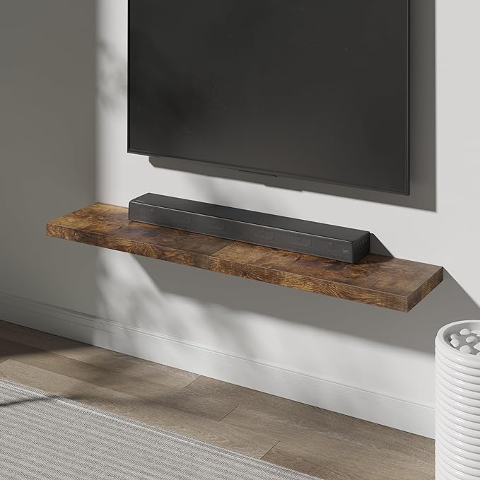 Floating Shelf, Set of 1 Wall Shelf, 30 in W x 12.75 in D x 2 in H Wooden Floating Wall Shelf with Invisible Brackets for Living Room/Bedroom/Bathroom/Kitchen Storage and Decor, Rustic Brown