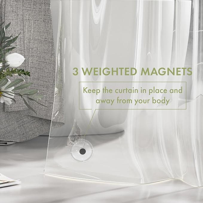 AmazerBath Extra Long Shower Curtain Liner, Clear, 84 Inches Long, 72x84 Plastic Curtain Liner, Cute PEVA Tall Shower Liner for Bathroom with 3 Magnets