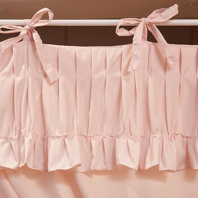 Ruffle Lace up 4 Corners Post Princess Curtain Bed Canopy Cozy Breathable Mosquito Net Cloth for Girls Adults Bedroom Decoration (Pink, 78" W*86" L*82" H/King)