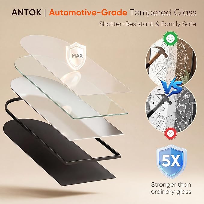 Antok Full Length Mirror, 81"x41" Floor Mirror, Arched Floor Standing Freestanding Arch Full Body Mirrors with Stand for Bedroom, Hanging Mounted for Living Room Cloakroom,Black