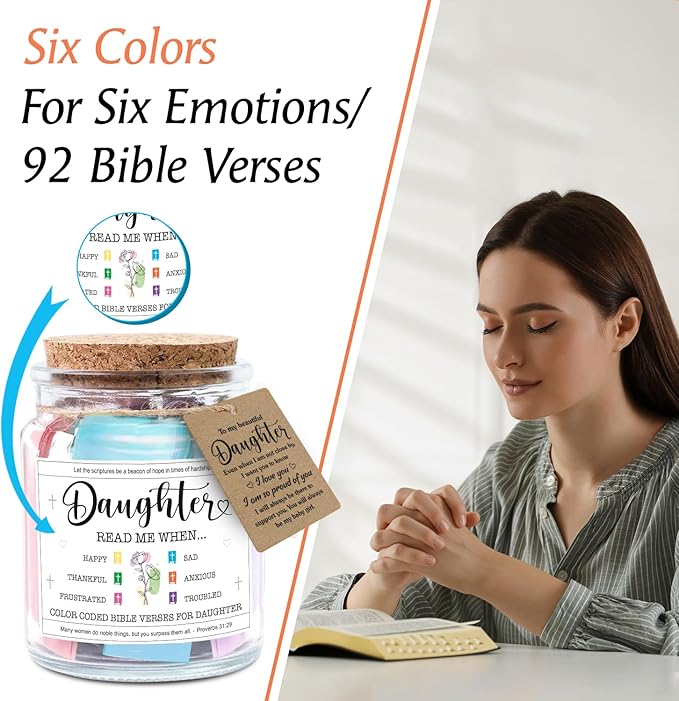 NewEleven Valentines Day Gifts for Daughter - Inspirational, Birthday Gifts For Daughter, Teen Girl, Adult Daughters - Daughters Birthday Gift Ideas From Mom, Dad - Bible Verse Jar