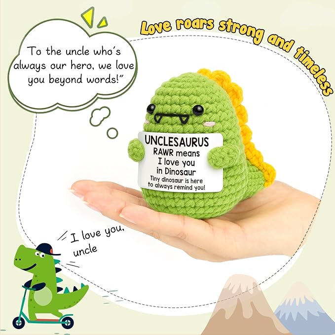 OCCdesign Mini Uncle Gifts from Niece Nephew I Love You Unclesaurs Best Uncle Gifts Cute Handmade Crochet Dino Thank You Gift for Uncle Funny Birthday, Christmas Ideas for Uncles Home Decor