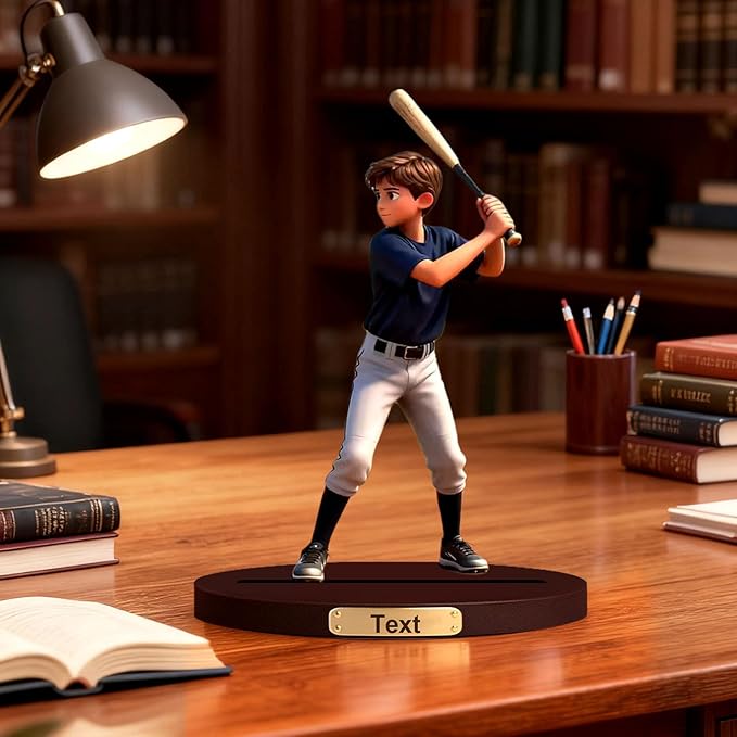 Personalized 3d Effect Baseball Player Cartoon Photo Figurine Customized Desktop Decoration For Home Office Bedside Table Decoration,Giving Christmas Desktop Decoration To Fathers,Sons,And Baseball Enthusiasts (Baseball cartoon)