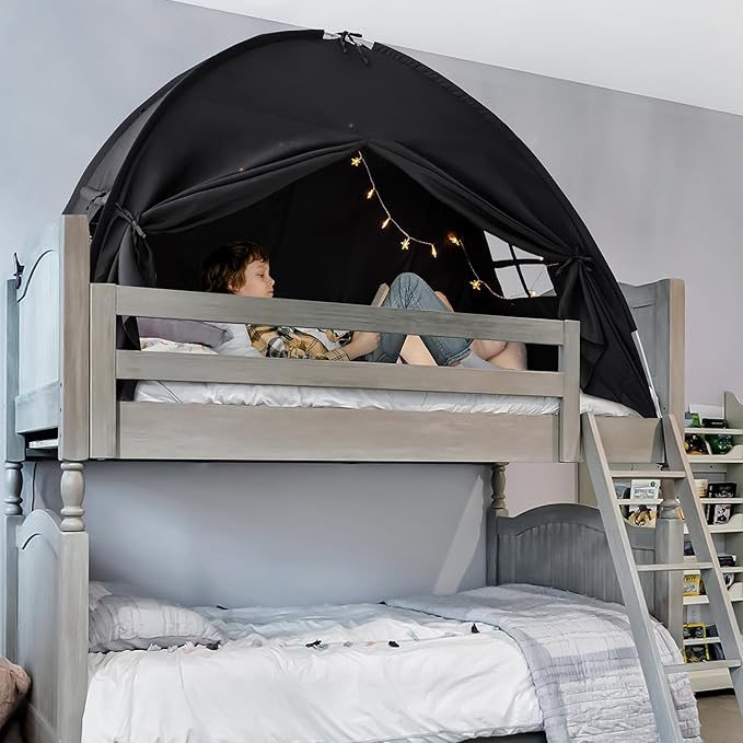 Sherilyn Twin Size Bed Canopy Bed Tents Dream Tent on Bed Privacy Space Blackout Sleeping Tents Indoor Breathable Portable Cottage Floor Drafty Room (Black)