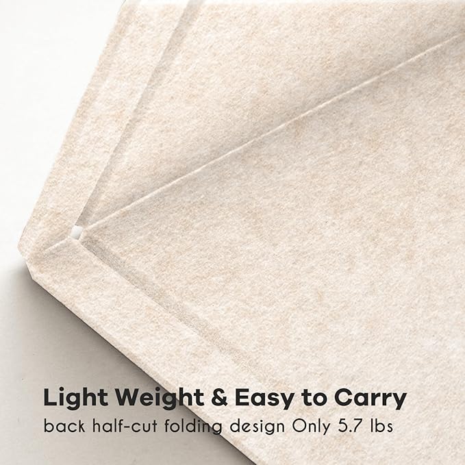Large Bulletin Board - 72 x 48 Inches, Decorative Felt Pin Board for Wall - 6' x 4' Foldable Photo Display Board with Self-Adhesive Tape, Includes 20 Push Pins - Oatmeal