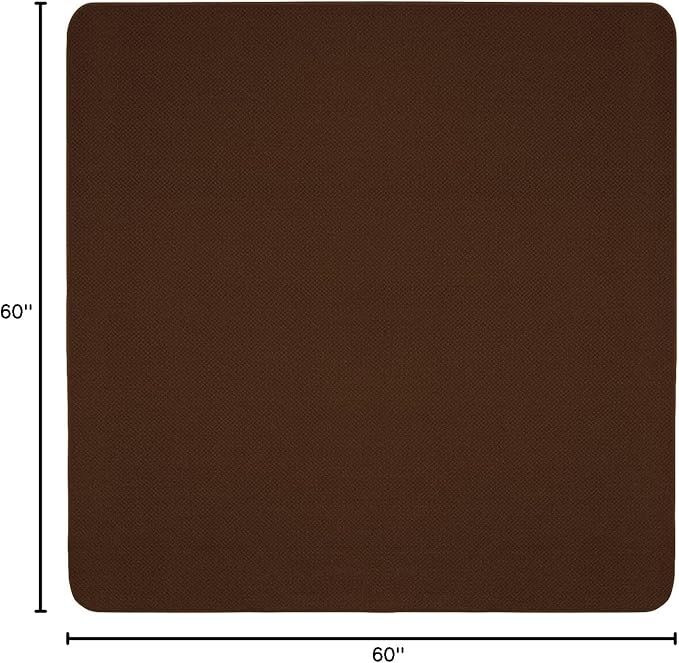 House, Home and More Skid-Resistant Carpet Indoor Area Rug Floor Mat - Chocolate Brown - 5 Ft X 5 Ft - Non Slip Rubber Backing, Stain Resistant, Dog Friendly, Living Room Bedroom Kitchen Entryway