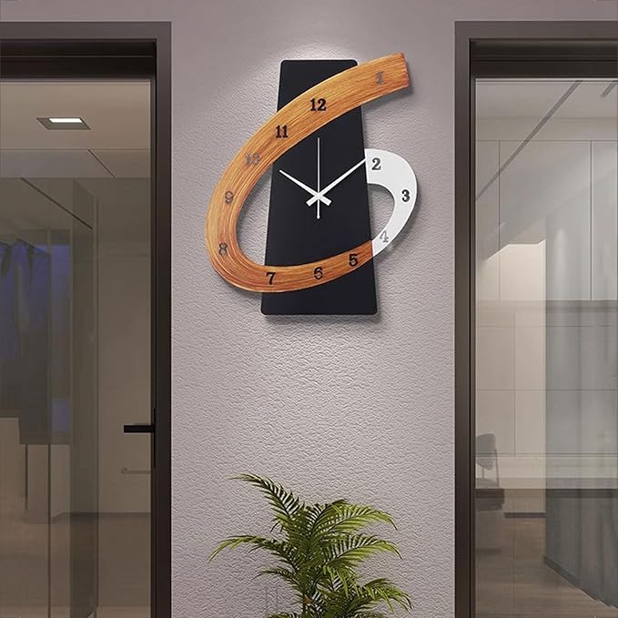 Modern Large Decorative Wall Clock，20 inch Black Silent Non-Ticking Nordic Metal Wall Clocks for Living Room Home Kitchen Bedroom Cafes Office Staircase，Arabic Numerals Quartz Clock((40x50cm)