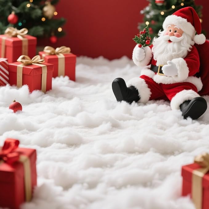 Christmas Fake Snow Decoration,35.2 Oz(1 Bag) White Artificial Snow Cotton Fluffy Fake Snow for Mantle Village,Nativity Set,Faux Snow Christmas Tree Decor,Winter Indoor Home Decoration