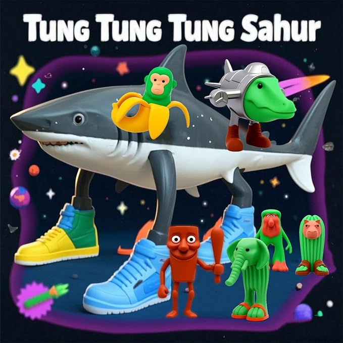 24PCS Tralalero Tralala Toys, Tung Tung Sahur & More – Mini Collectible Brainrot Toys for Desk Decor, BRR BRR Patapim,Meme Shark Collectible Animals Figurine Doll (24Pcs)