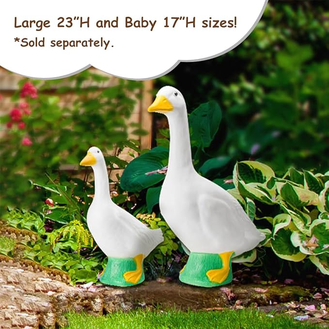 Fox Valley Traders Gaggleville Porch Goose Baby Statue – Charming 17" Outdoor Decorative Figurine for Garden, Patio, or Entryway Accent