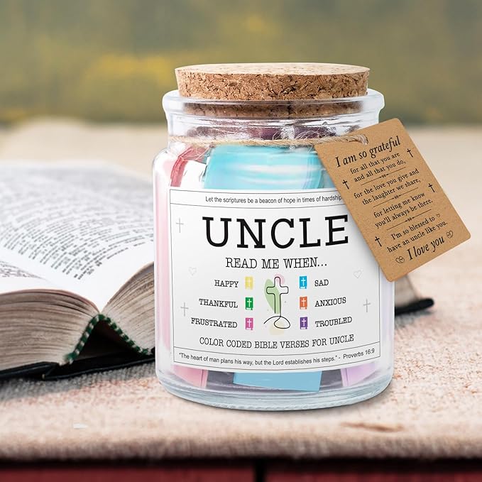 NewEleven Uncle Birthday Gifts - Gifts For Uncle, Funcle - Meaningful Present, Inspirational Gift For Uncles From Newphew, Niece, Kids - Bible Verse Jar