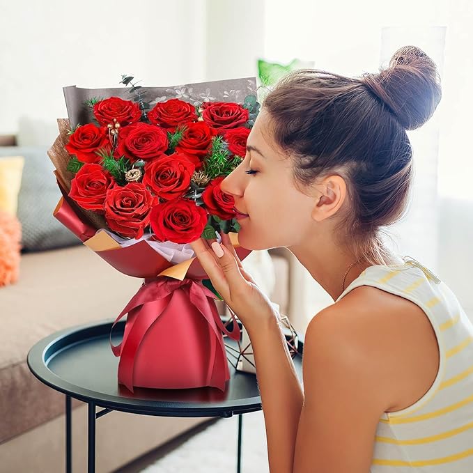 ADDWel Valentine's Gifts for Her, Preserved Red Rose Bouquet – Real Long-Lasting Flowers Gift for Wife, Girlfriend, Mom – Romantic Vday, Anniversary, Birthday, Graduation Gifts for Women
