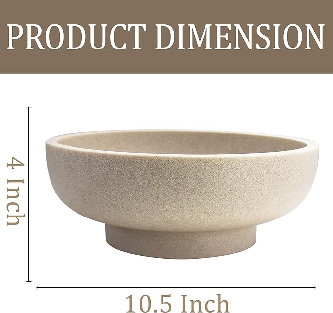 Large Decorative Bowl, Fruit Bowl for Kitchen Counter, Modern Resin Bowl for Home Decor, Key Holder for Entry Table, Sand Beige