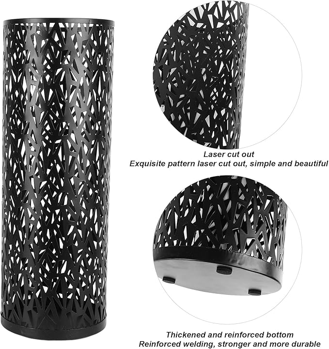 Umbrella Stand Umbrella Holder for Entryway,Umbrella Stand Rack,Metal Hollowed Freestanding Round Umbrella Holder Organizer Bin,Umbrella Rack Organizer Freestanding for Home Hotel Office(Small-Black)