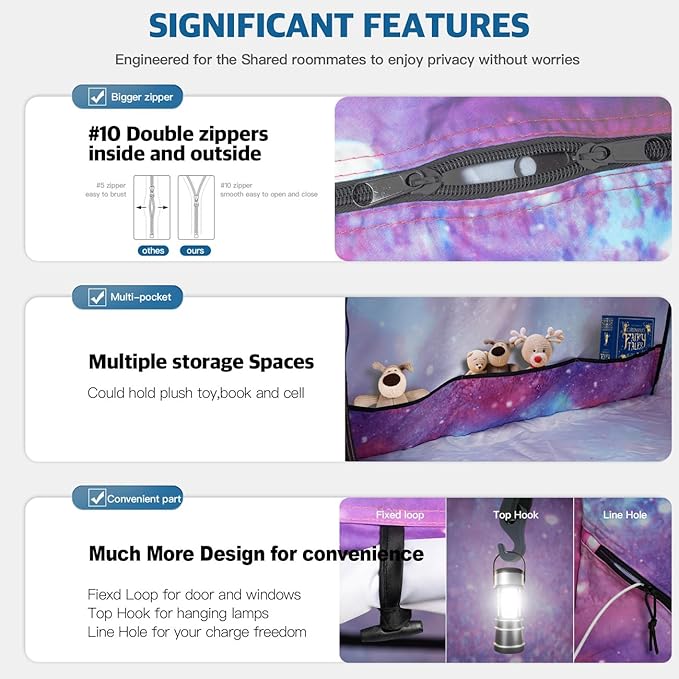 Bed Tent,Portable Privacy Sleeping Bed Canopy,Blackout 90% Drapes for Kids and Adult,Indoor Space Tent with Breathable Large Mesh Windows