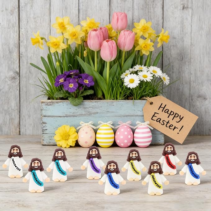 54 Pack Little Jesus Figurines in Bulk, Pocket Jesus Loves You, Jesus Small Figures, Little Tiny Jesus Figures for Church Christmas Party Favors Baptism Gifts Religious Gifts for Easter Egg Stuffers