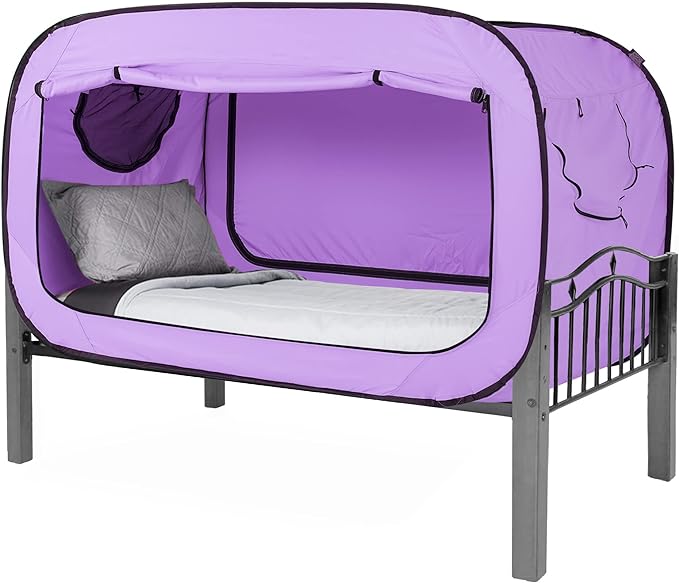 Bed Tent Twin Bed Canopy Portable Dream Tent for Adult Indoor Sleeping Tents with 2 Doors Breathable Private Space Tents, Violet
