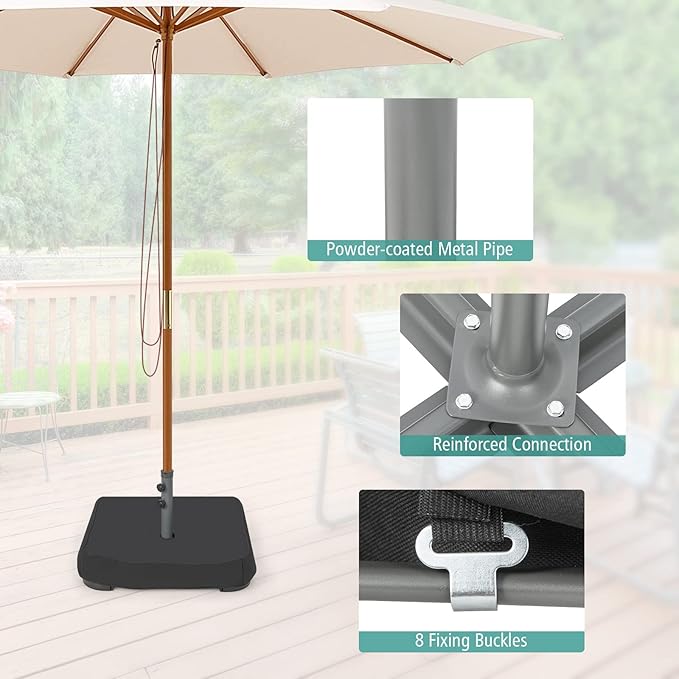 Tangkula Patio Umbrella Base, 220 lbs Heavy Duty Sand Filled Weighted Umbrella Stand with 2 Sandbags, All Weather Oxford Cover, for Poles up to 1.9 inches, for 15 ft Large Market Table Pool Umbrella