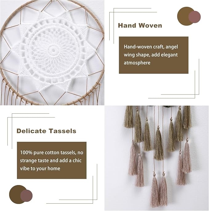Macrame Dream Catcher Wall Hanging - Large Dreamcatchers Boho Chic Wall Decor, Handmade Tassels Ornament Colorful Room Decor for Bedroom, Blessing Gift for Girls Kids Women (Dark Green Mix)