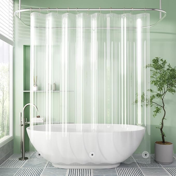 AmazerBath Extra Long Shower Curtain Liner, Clear, 84 Inches Long, 72x84 Plastic Curtain Liner, Cute PEVA Tall Shower Liner for Bathroom with 3 Magnets