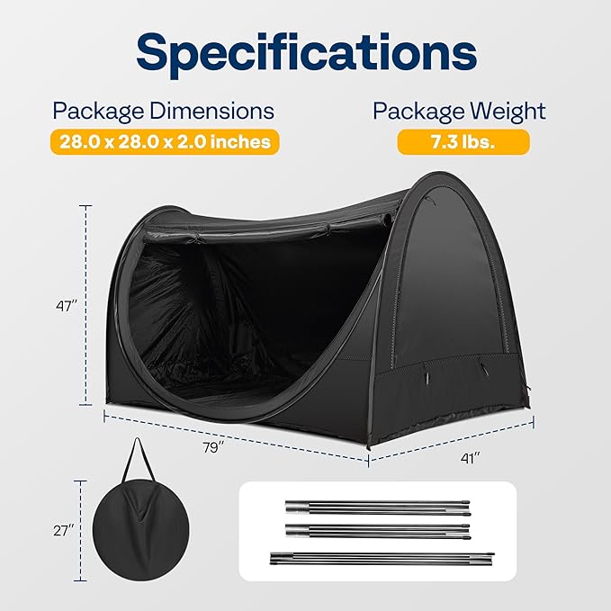 VIVOHOME Pop-Up Bed Tent Twin Size, Privacy Bed Canopy with 4 Doors and Mosquito Mesh, Breathable All Black Sleeping Tent for Kids and Adults