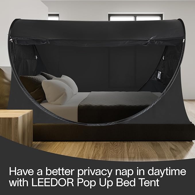 LEEDOR Bed Tent Dream Tents Bed Canopy Shelter Cabin Indoor Privacy Warm Breathable Pop Up Twin/Full/Queen for Kids and Adult Patent Pending(Mattress Not Included)