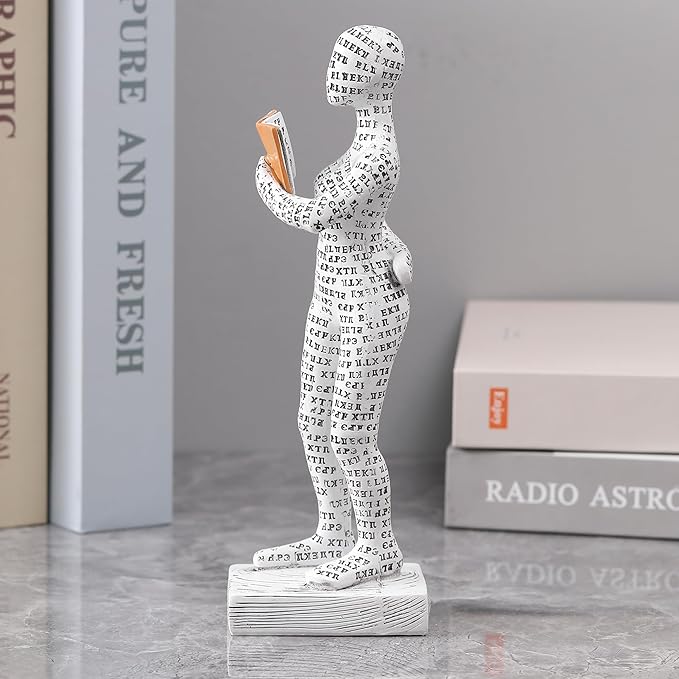 GRAPMKTG Home Decor Pulp Reading Women Thinker Statue Aesthetic Sculpture Room Decor Modern Abstract Decoration on Shelf Table Desk for Living Room Office Bedroom J