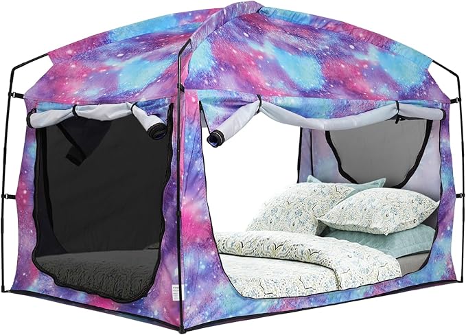 Bed Tent,Portable Privacy Sleeping Bed Canopy,Blackout 90% Drapes for Kids and Adult,Indoor Space Tent with Breathable Large Mesh Windows