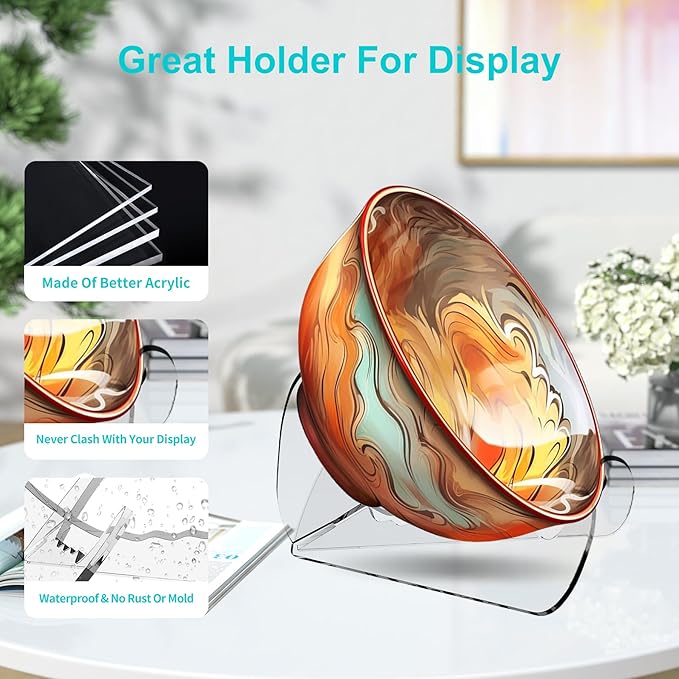 Boloyo "X Shape Acrylic Bowl Display Stand, 4.5 Inch 2PC Clear Acrylic Bowl Plate Platter Dish China Porcelain Display Holder Easel Base for Home Kitchen School Art Display