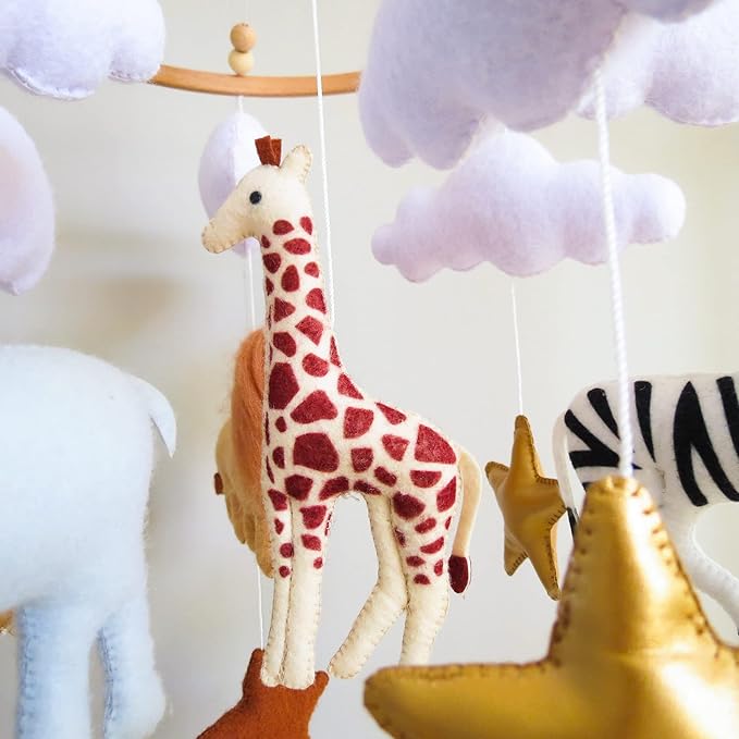Jungle Crib Mobile for Boys & Girls, Safari Baby Mobile for Crib, Africa Safari Nursery Mobile Handmade